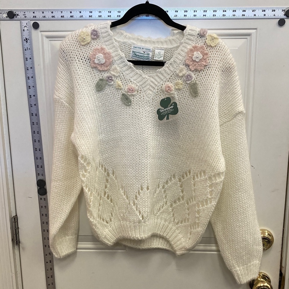 Elegant, Floral Knit, Sweater, Cottage, Spring, Classic, Flower, Cozy, Sweet